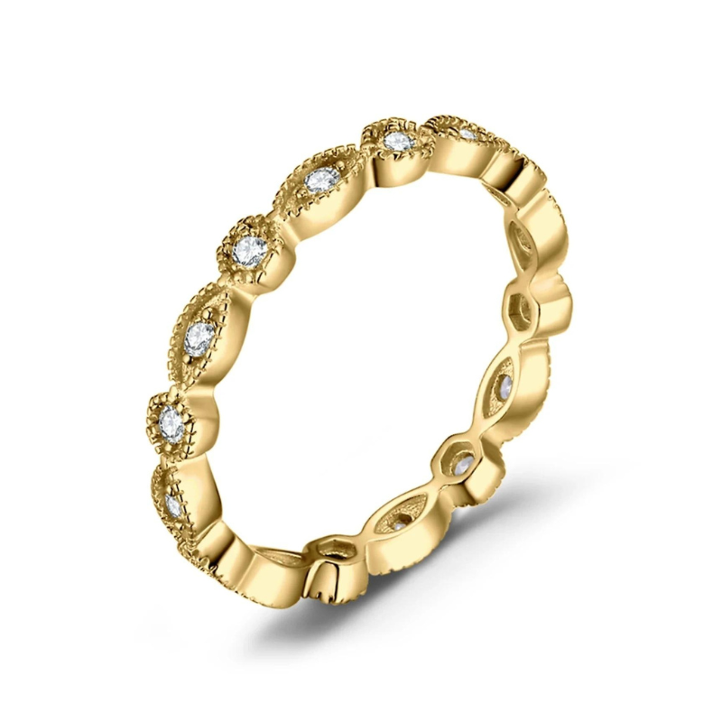 Anel Moissanite em Prata Banhado a Ouro 18k
