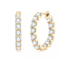 Brinco Argola em Prata Banhado a Ouro 18k Cravejado com Moissanites