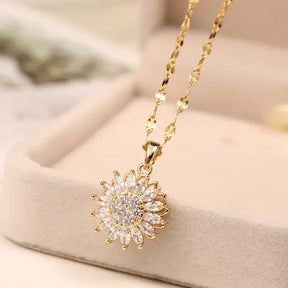Colar Girassol Banhado a Ouro 18k com Zircônias - [ Compre 1 Leve 2 ]