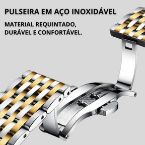 Relógio Masculino Piemont Magnus - Aço Inoxidável, 30M à Prova d’Água