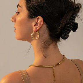 Brinco de Argola Torcido Banhado a Ouro 18k