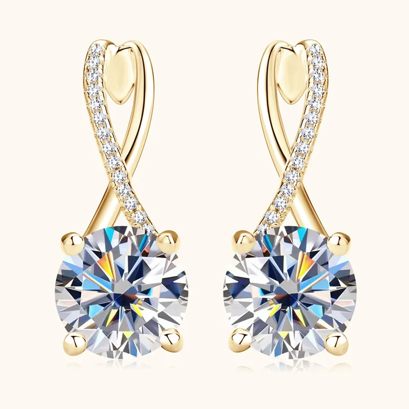 Brinco Marina em Prata Banhado a Ouro 18k com Moissanite