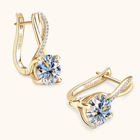 Brinco Marina em Prata Banhado a Ouro 18k com Moissanite