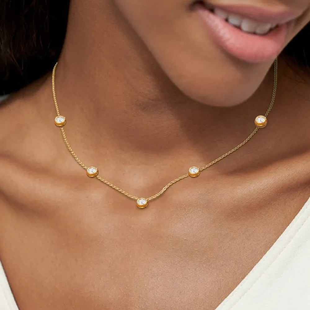 Colar d'Amore de Prata com Banho em Ouro 18k e Moissanites