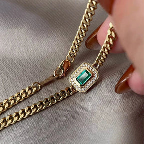 Pulseira Cleópatra em Ouro 18k com Esmeralda e Diamantes