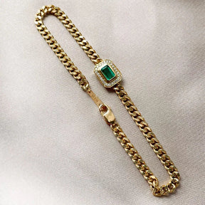 Pulseira Cleópatra em Ouro 18k com Esmeralda e Diamantes