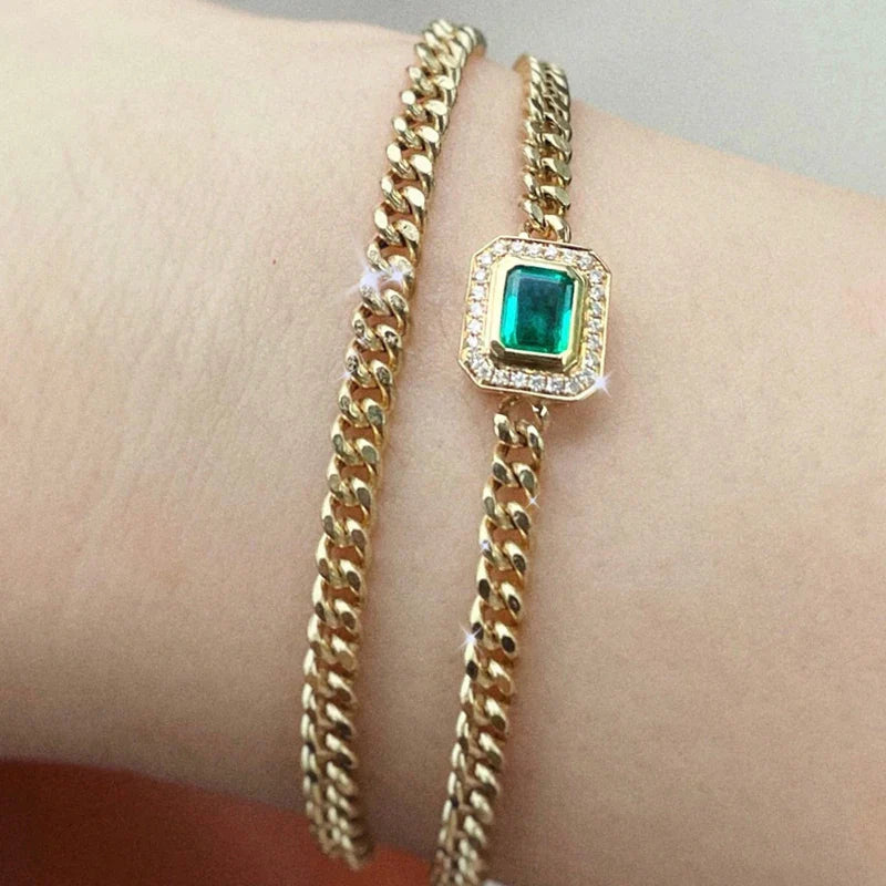 Pulseira Cleópatra em Ouro 18k com Esmeralda e Diamantes