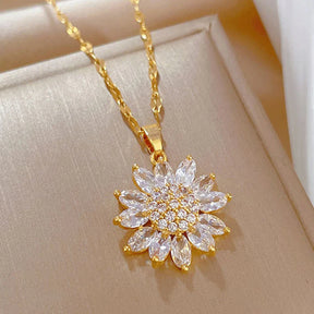 Colar Girassol Banhado a Ouro 18k com Zircônias - [ Compre 1 Leve 2 ]