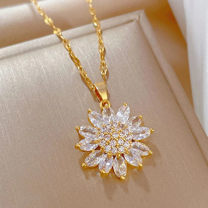 Colar Girassol Banhado a Ouro 18k com Zircônias - [ Compre 1 Leve 2 ]